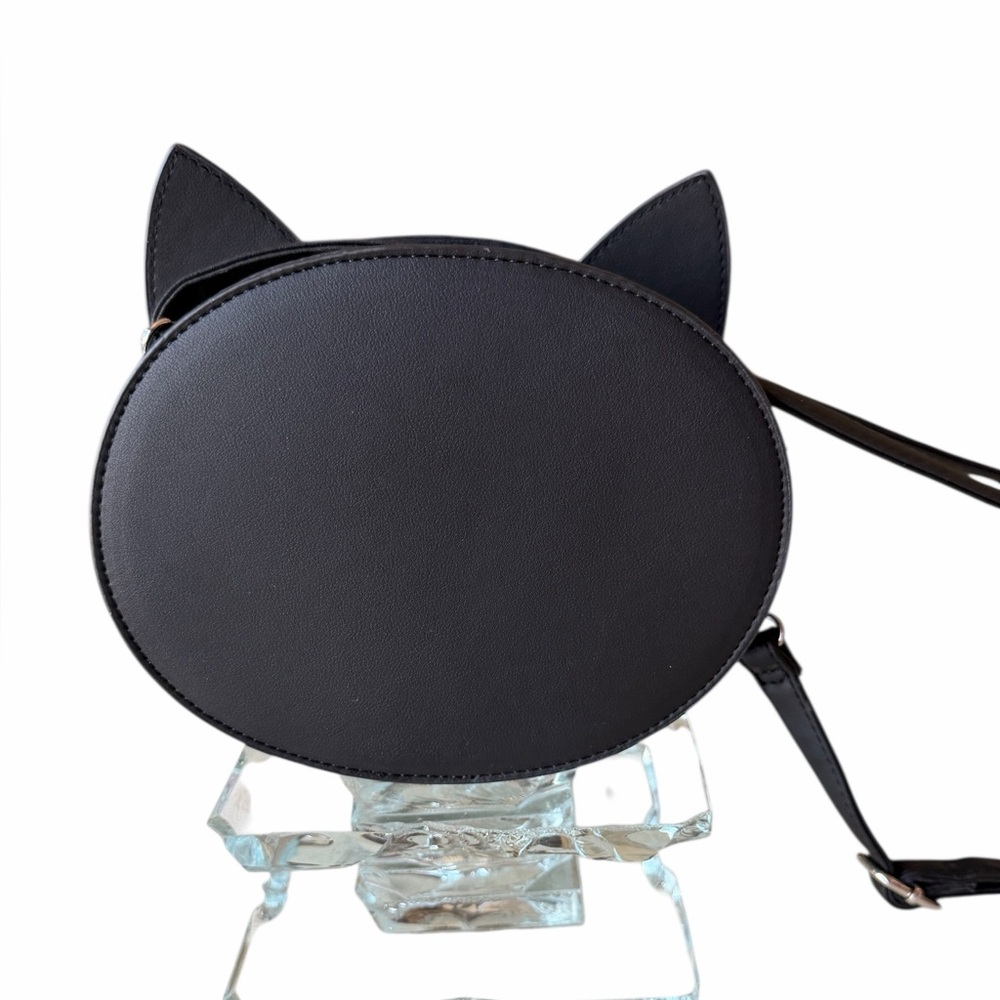Black Cat with Ears Purse Crossbody, 8”, MAD Engine - Picture 2 of 7